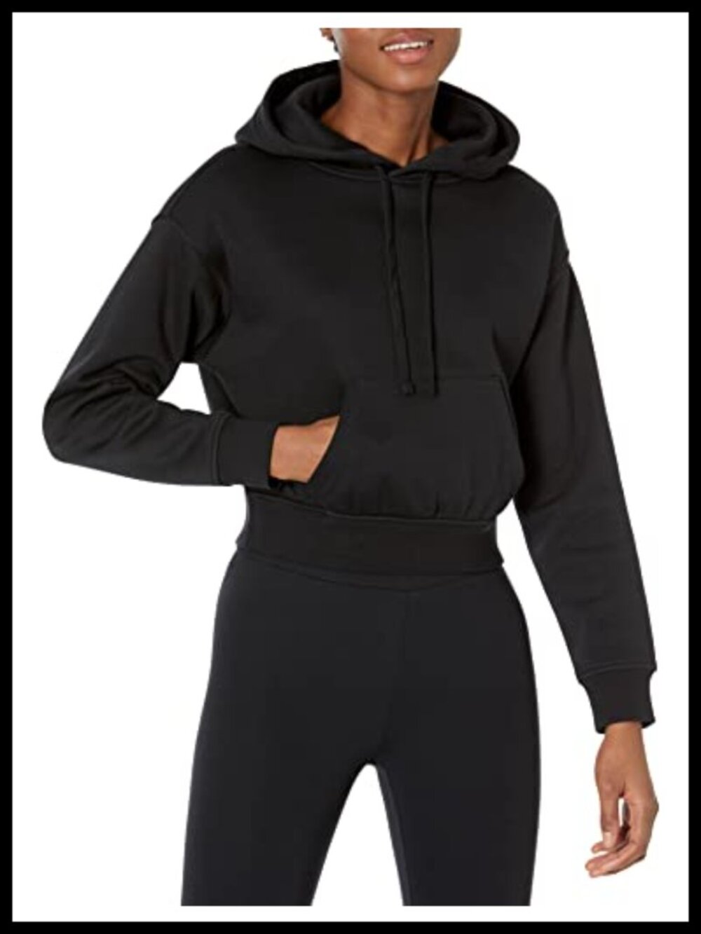 Relaxed Fit Crop Pullover Hoodie Sweatshirt with Drawstring